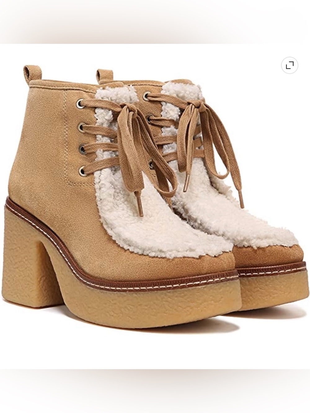 Sam Edelman Shaw Boots Women 9 Sandstone Suede Faux Fur Platform NIB $180